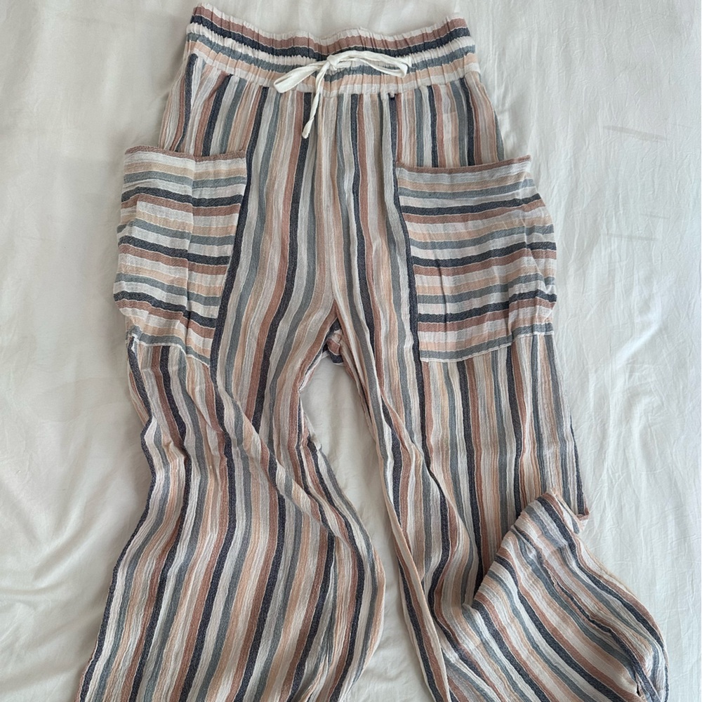 Free People Striped Wide Leg Pants - Multicolor